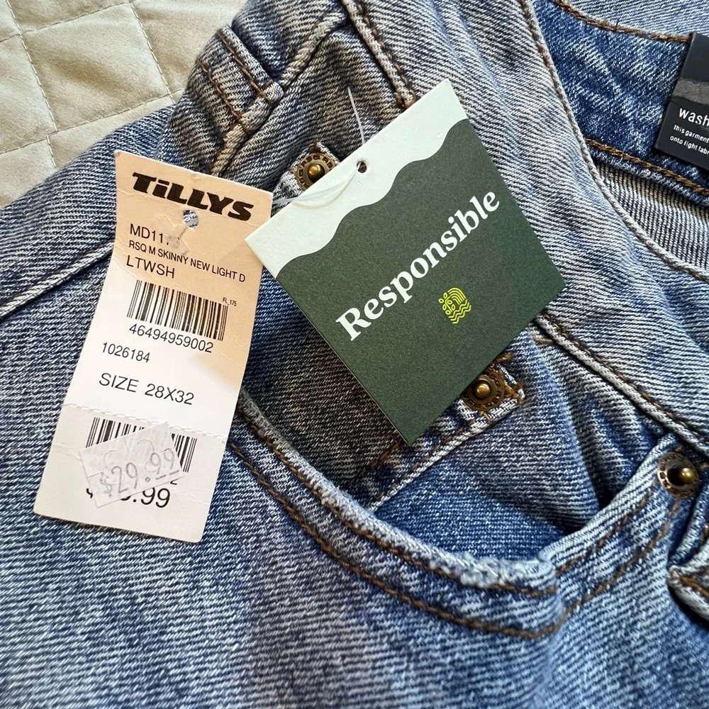 RSQ men’s Skinny‎ Jeans W28xL32 Light Wash Stretch Denim Slim Taper